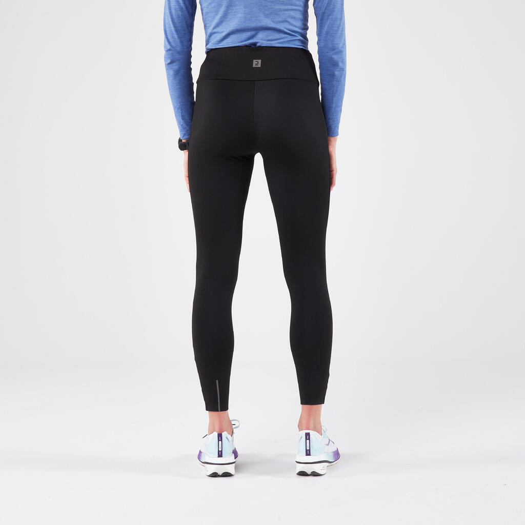 KIPRUN RUN 100 WOMEN's WARM RUNNING LEGGINGS - BLACK